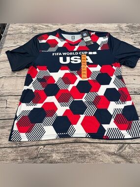 NWT FIFA World Cup USA Hexagon Graphic USA Jersey - Navy, Red, White Men’s XXL